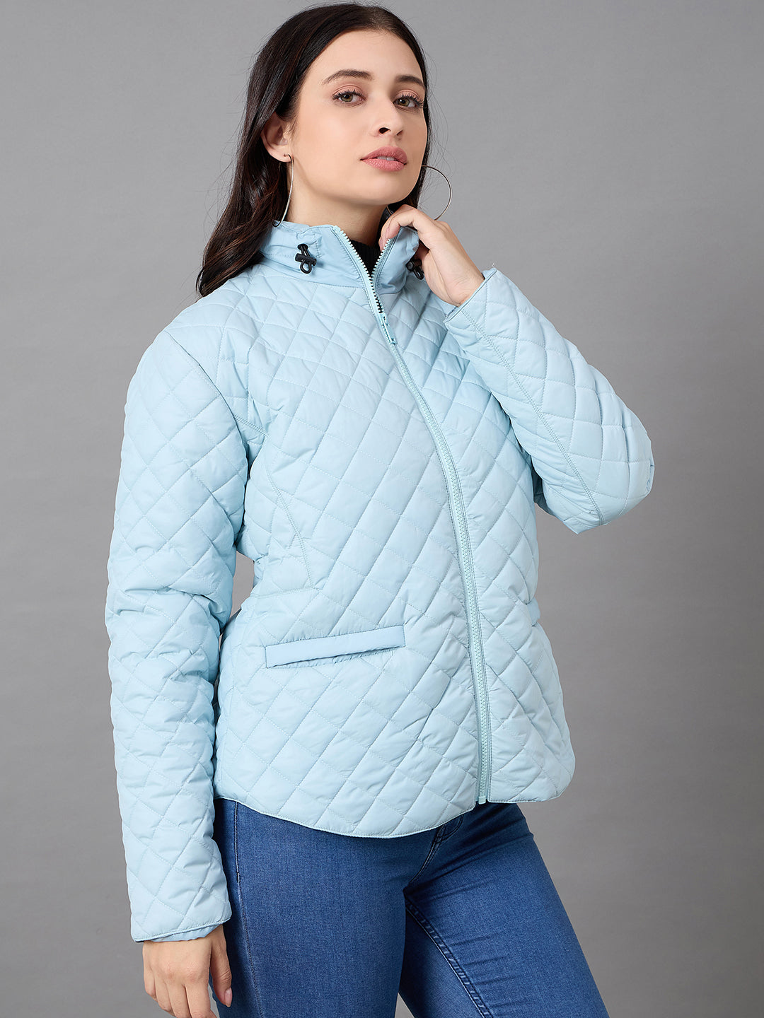 Aqua Blue High Neck Jacket