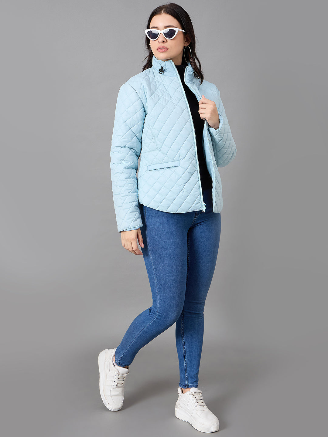 Aqua Blue High Neck Jacket