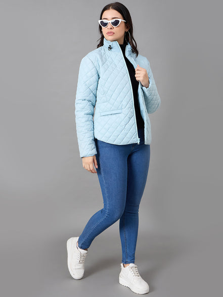 Aqua Blue High Neck Jacket
