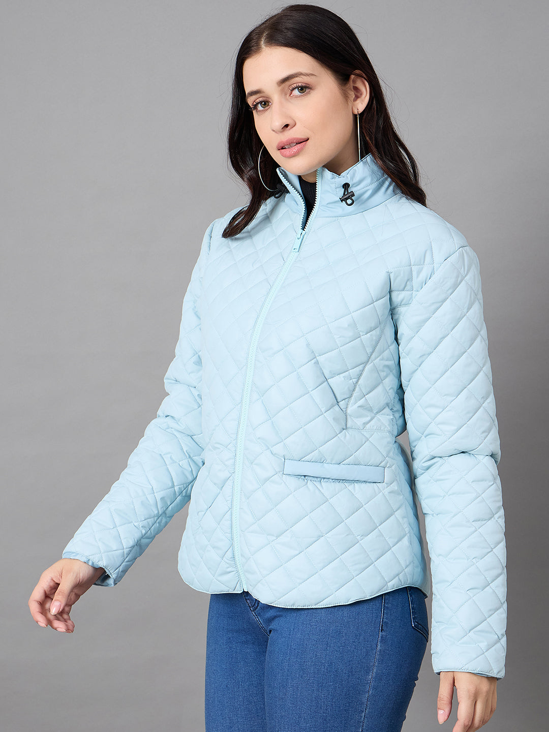 Aqua Blue High Neck Jacket