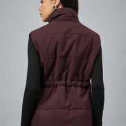 Wine Sleeveless Solid Jacket