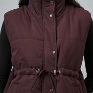 Wine Sleeveless Solid Jacket