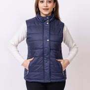 Navy Blue Solid Jacket