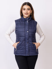 Navy Blue Solid Jacket