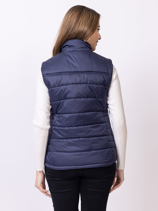 Navy Blue Solid Jacket