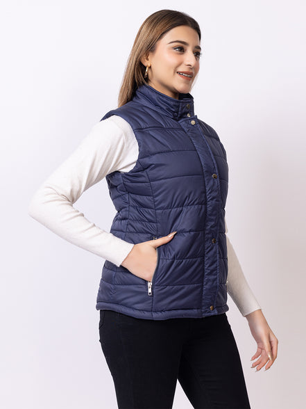Navy Blue Solid Jacket