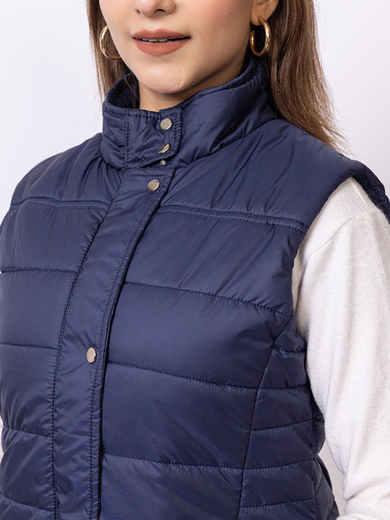 Navy Blue Solid Jacket