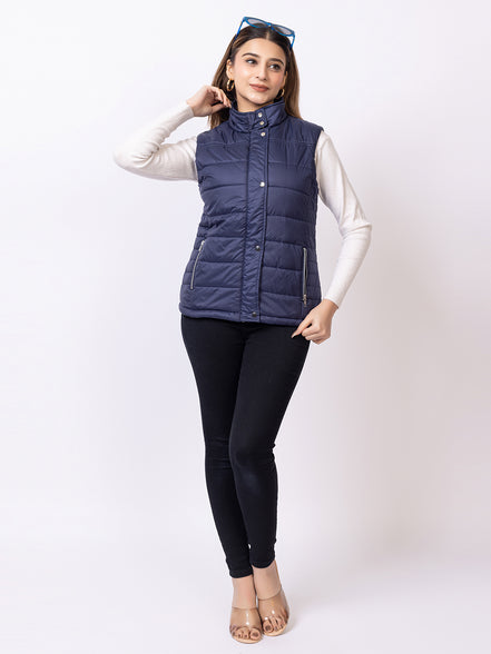 Navy Blue Solid Jacket