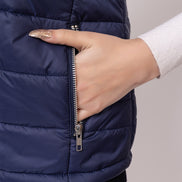 Navy Blue Solid Jacket