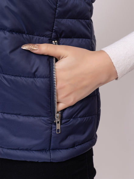Navy Blue Solid Jacket