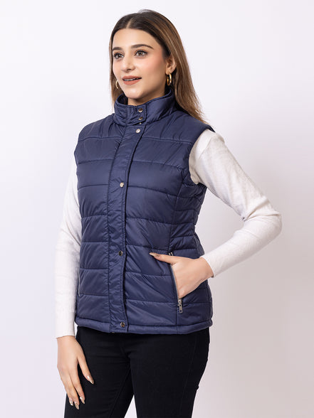 Navy Blue Solid Jacket
