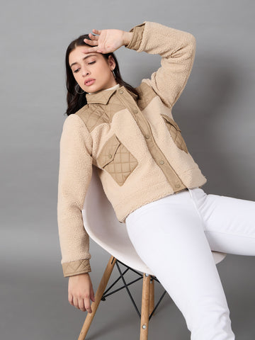 Camel Collared Neck Jacket