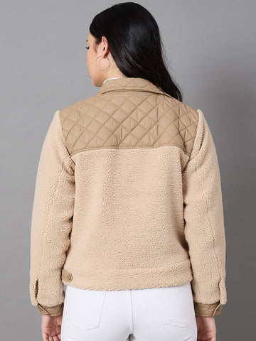 Camel Collared Neck Jacket