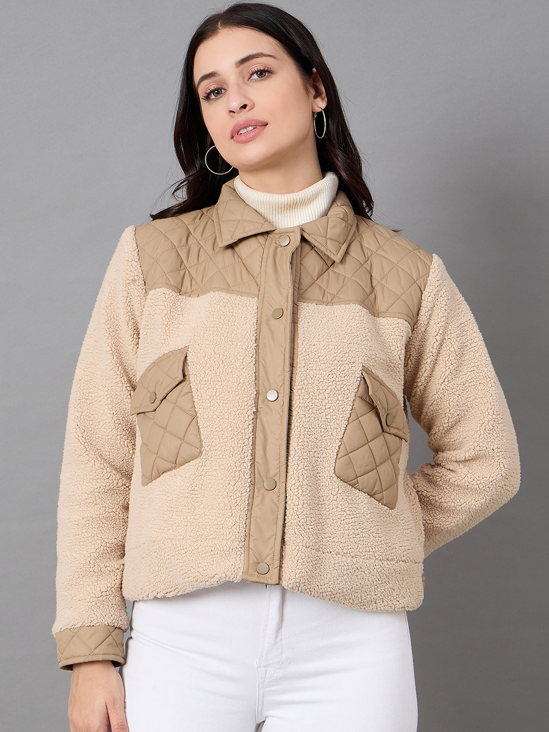 Camel Collared Neck Jacket