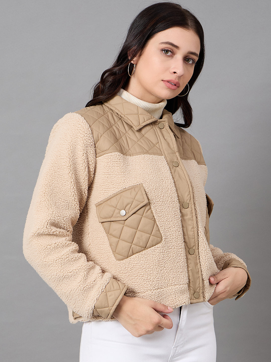 Camel Collared Neck Jacket