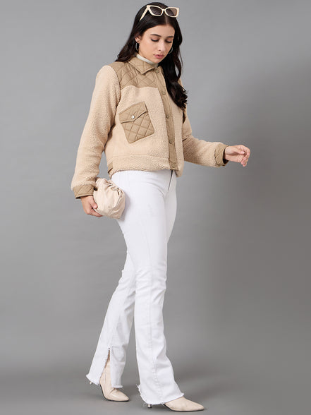 Camel Collared Neck Jacket