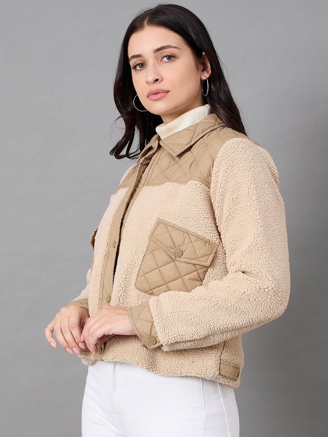 Camel Collared Neck Jacket