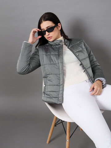 Grey High Neck Jacket