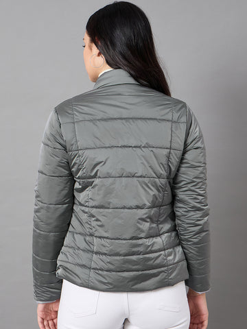 Grey High Neck Jacket