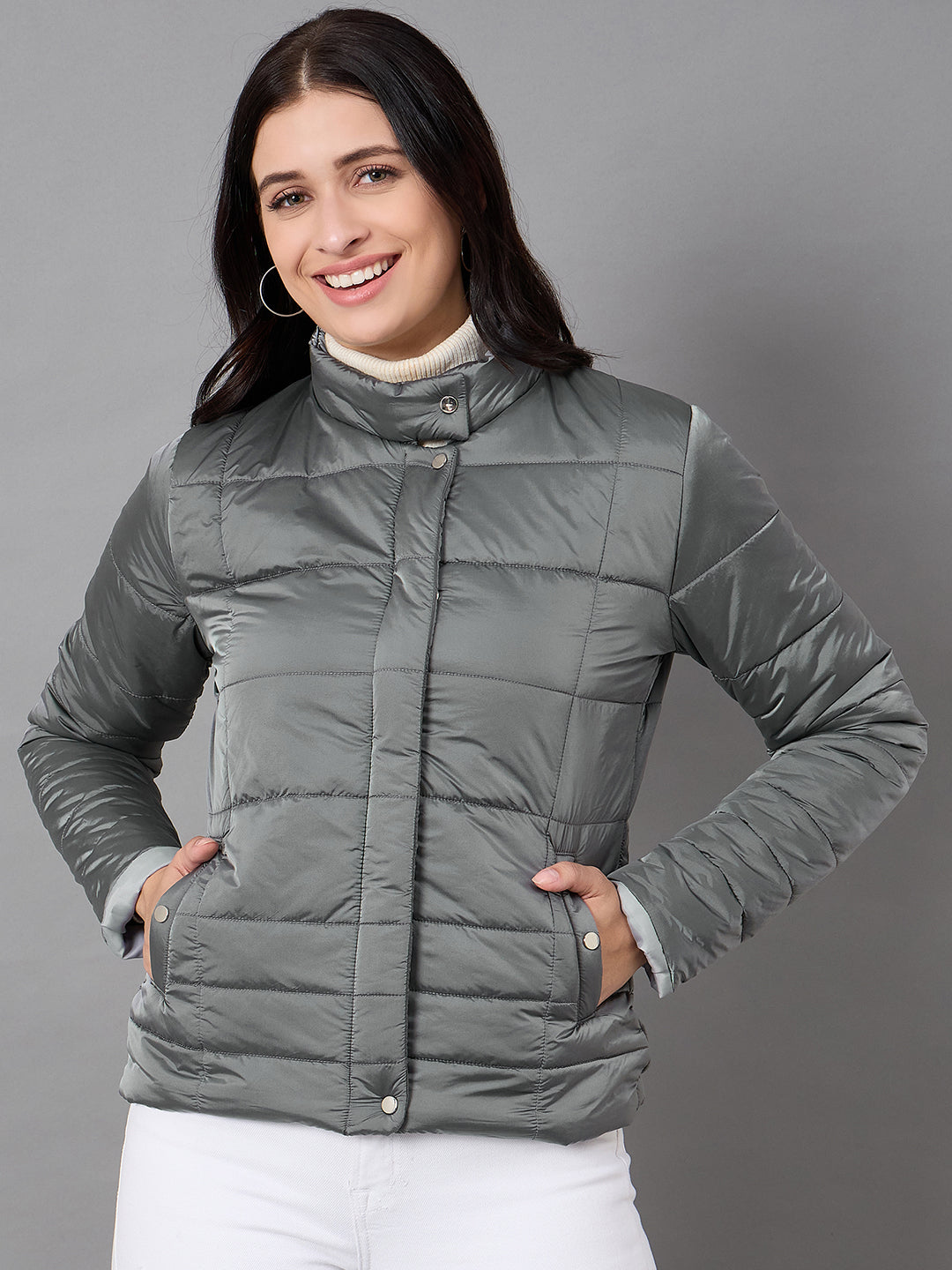 Grey High Neck Jacket