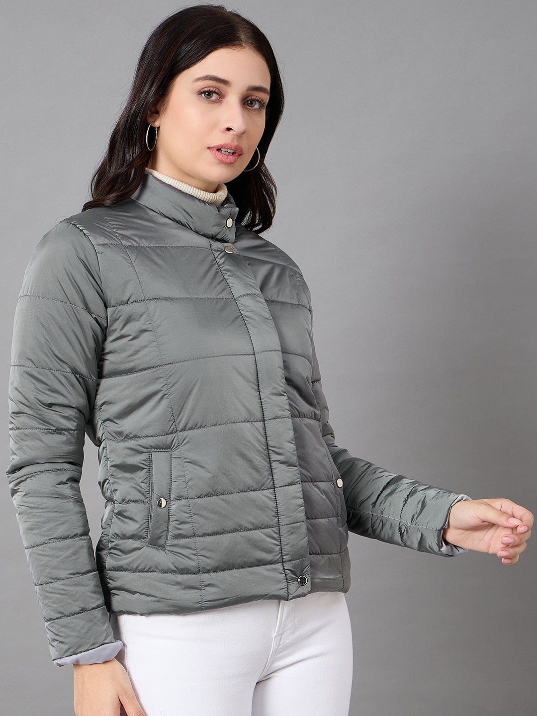 Grey High Neck Jacket