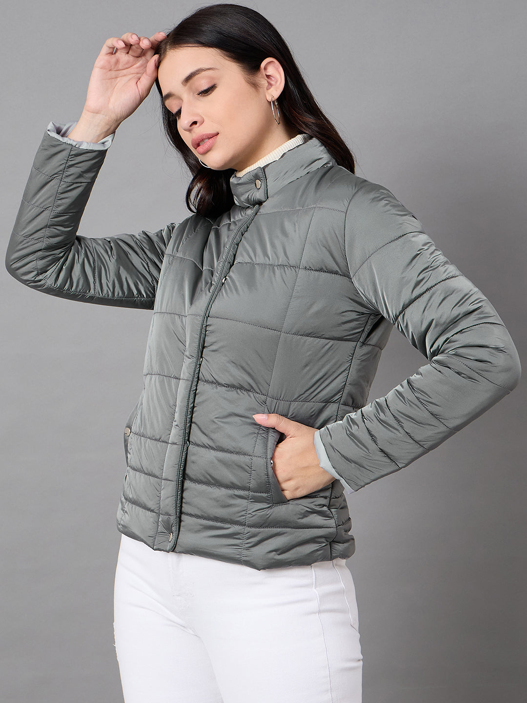 Grey High Neck Jacket