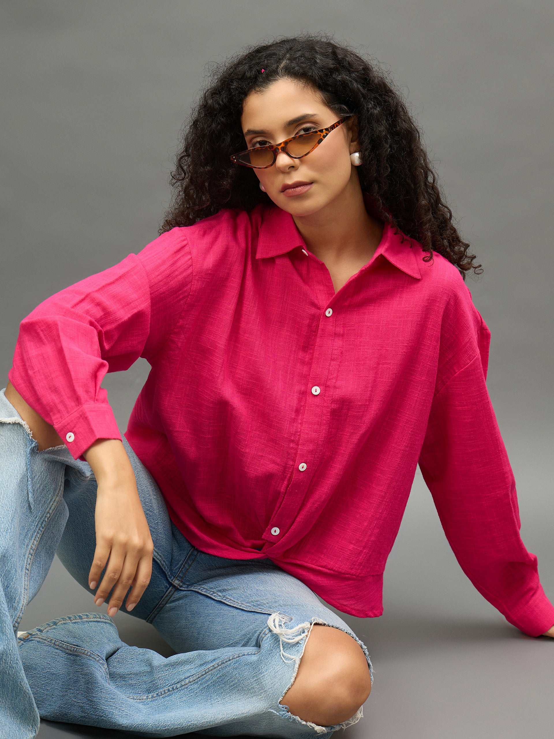 Women Pink Regular Fit Shirt
