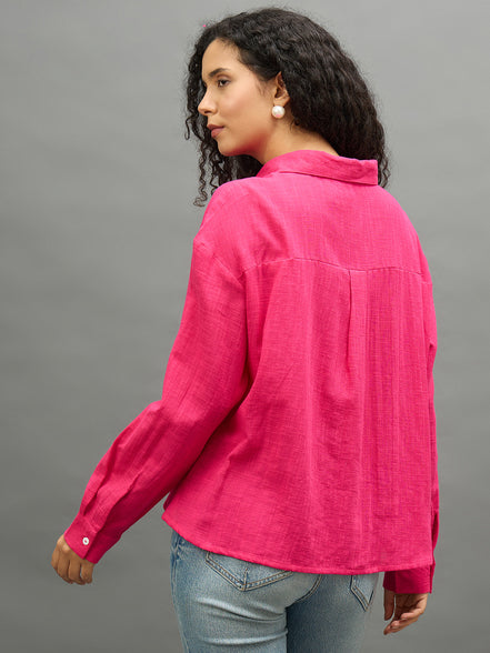 Women Pink Regular Fit Shirt