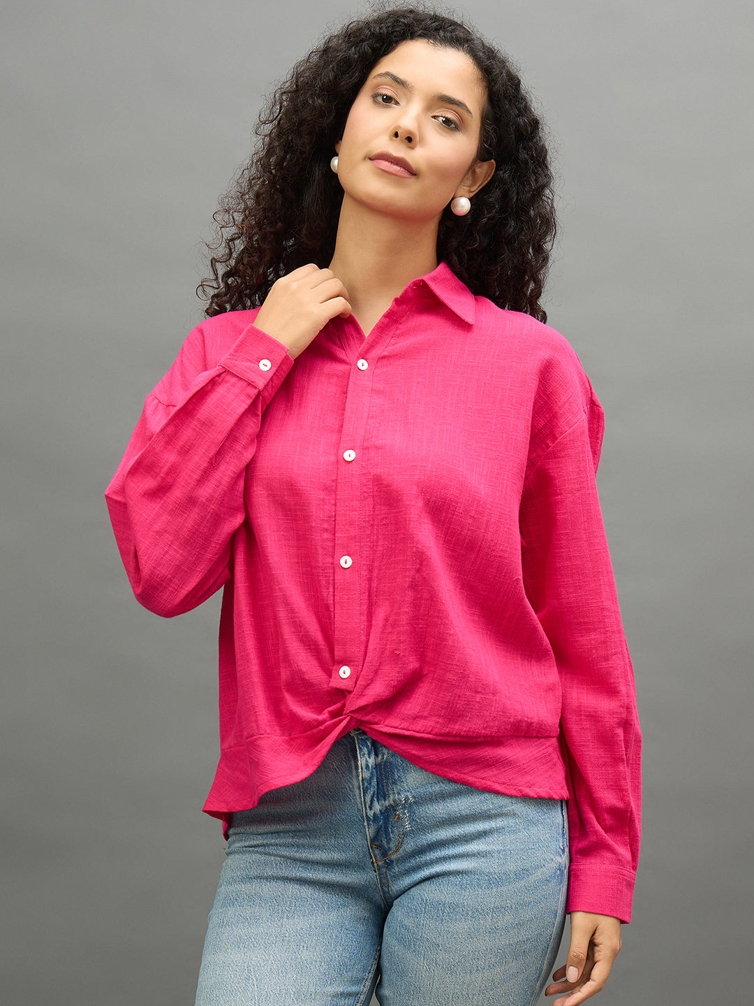 Women Pink Regular Fit Shirt