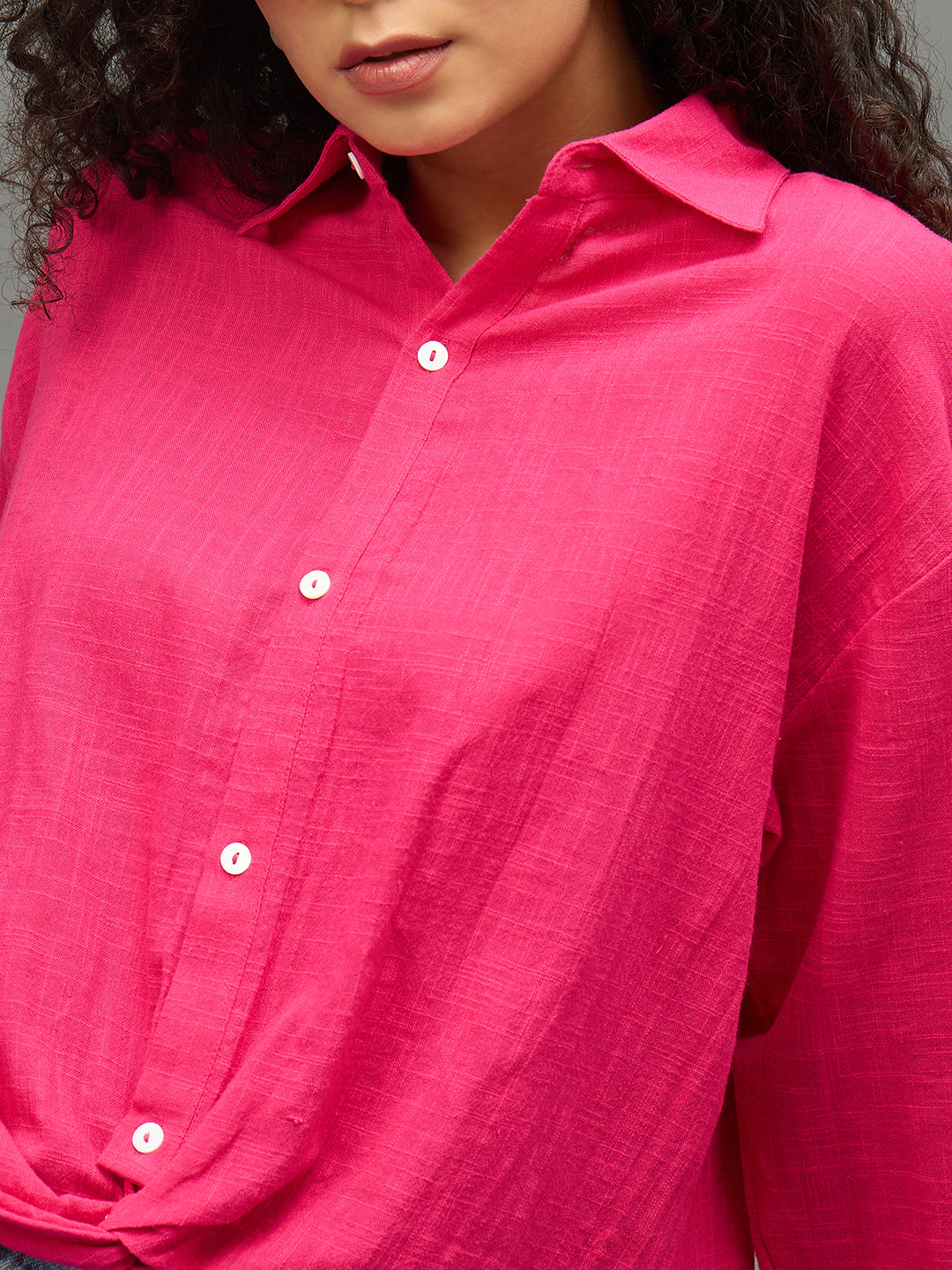 Women Pink Regular Fit Shirt