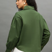 Women Bottle Green Regular Fit Shirt