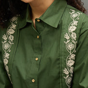 Women Bottle Green Regular Fit Shirt