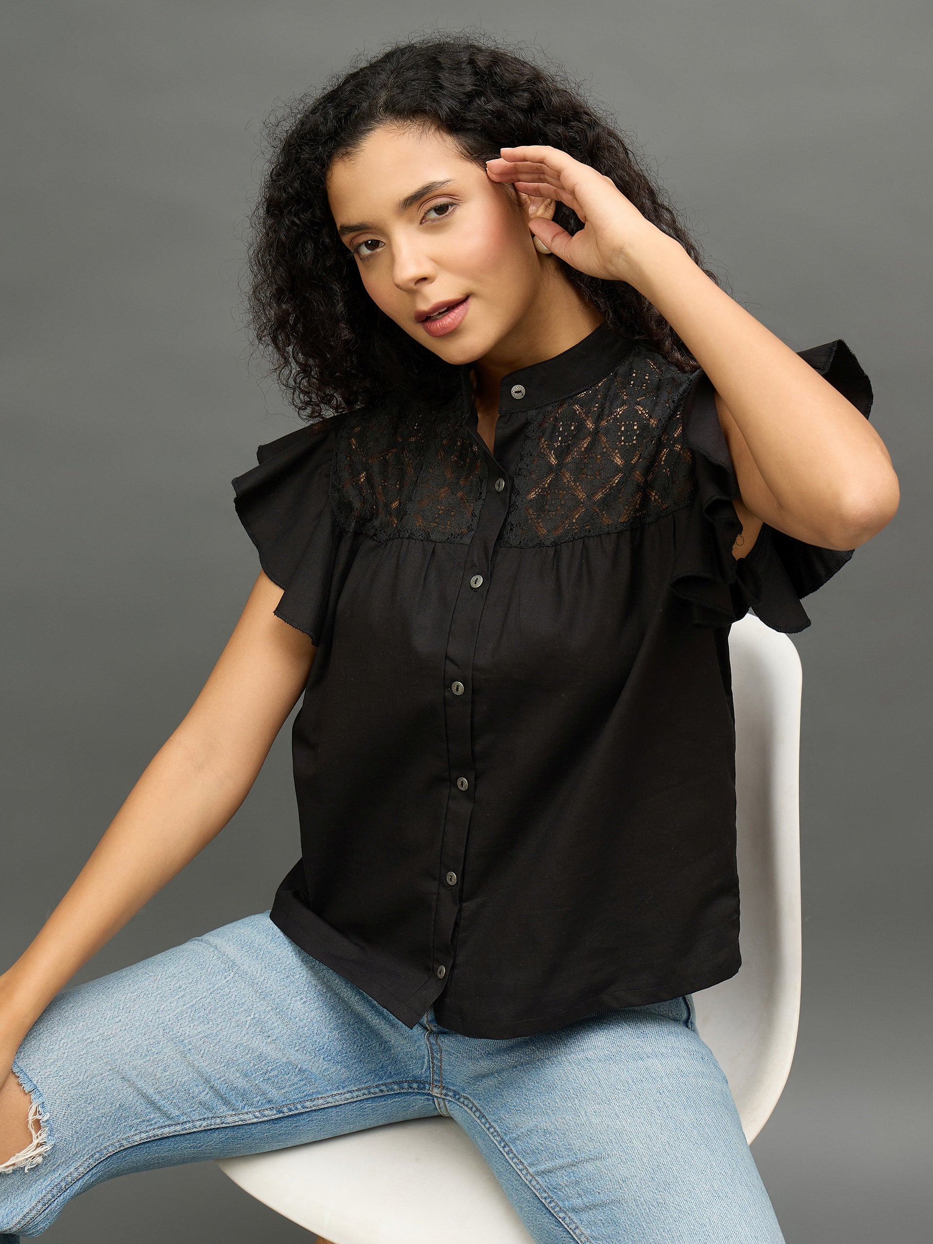 Women Black Regular Fit Shirt
