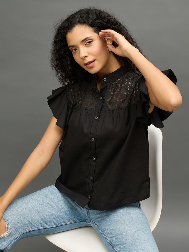 Women Black Regular Fit Shirt