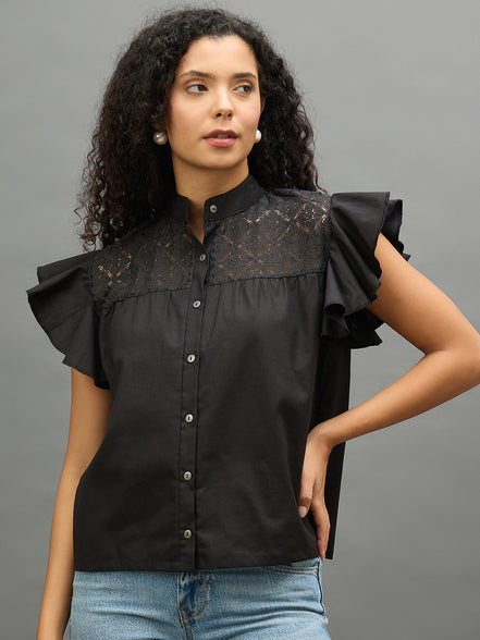 Women Black Regular Fit Shirt