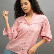 Women Peach Regular Fit Shirt