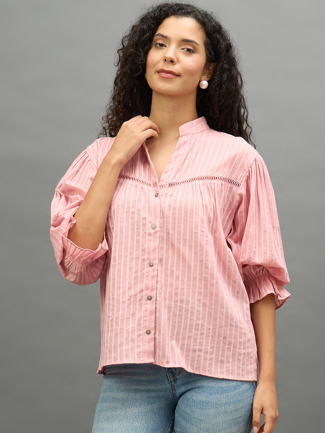 Women Peach Regular Fit Shirt