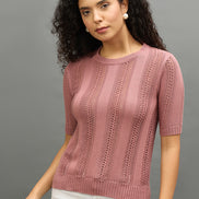 Women Dusty Pink Regular Fit Top