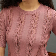 Women Dusty Pink Regular Fit Top