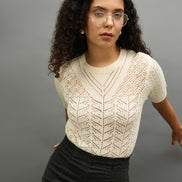 Women Off White Regular Fit Top