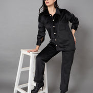 Black Collared Neck Co-Ord Set