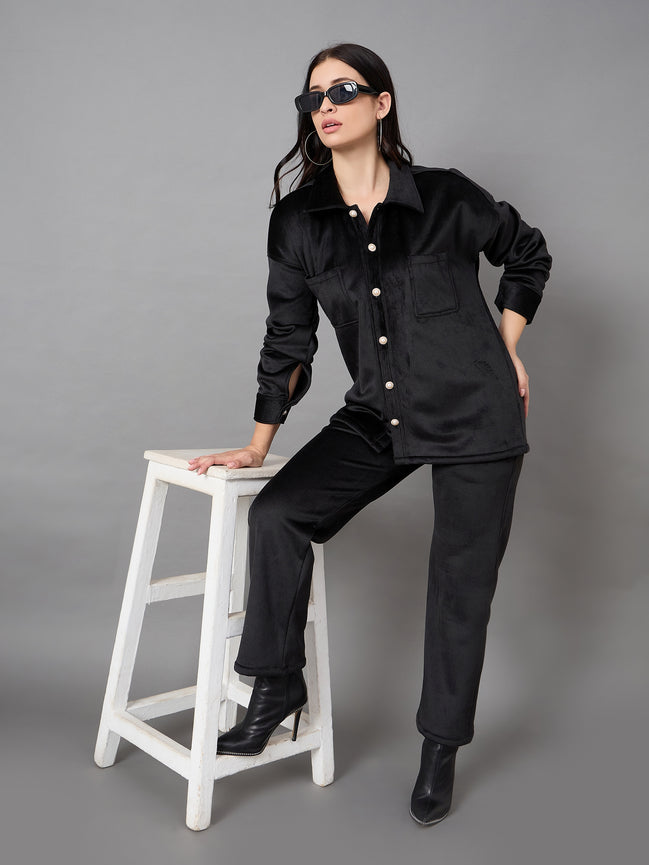 Black Collared Neck Co-Ord Set