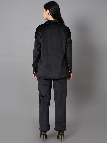 Black Collared Neck Co-Ord Set