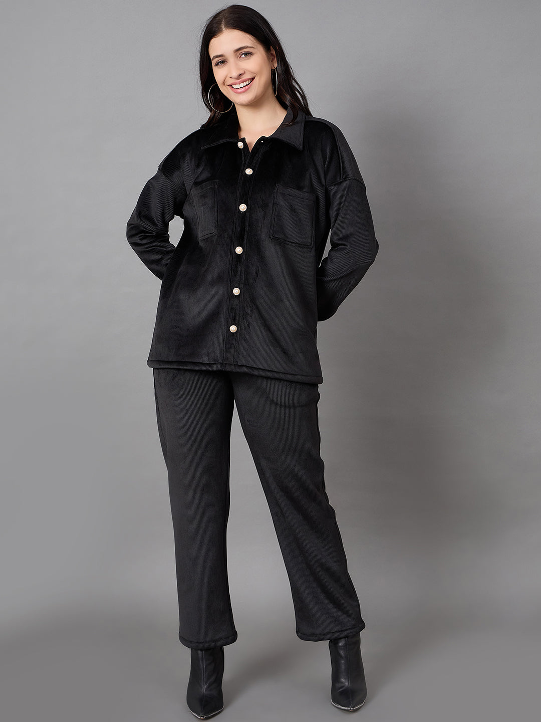 Black Collared Neck Co-Ord Set