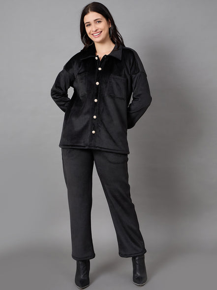 Black Collared Neck Co-Ord Set