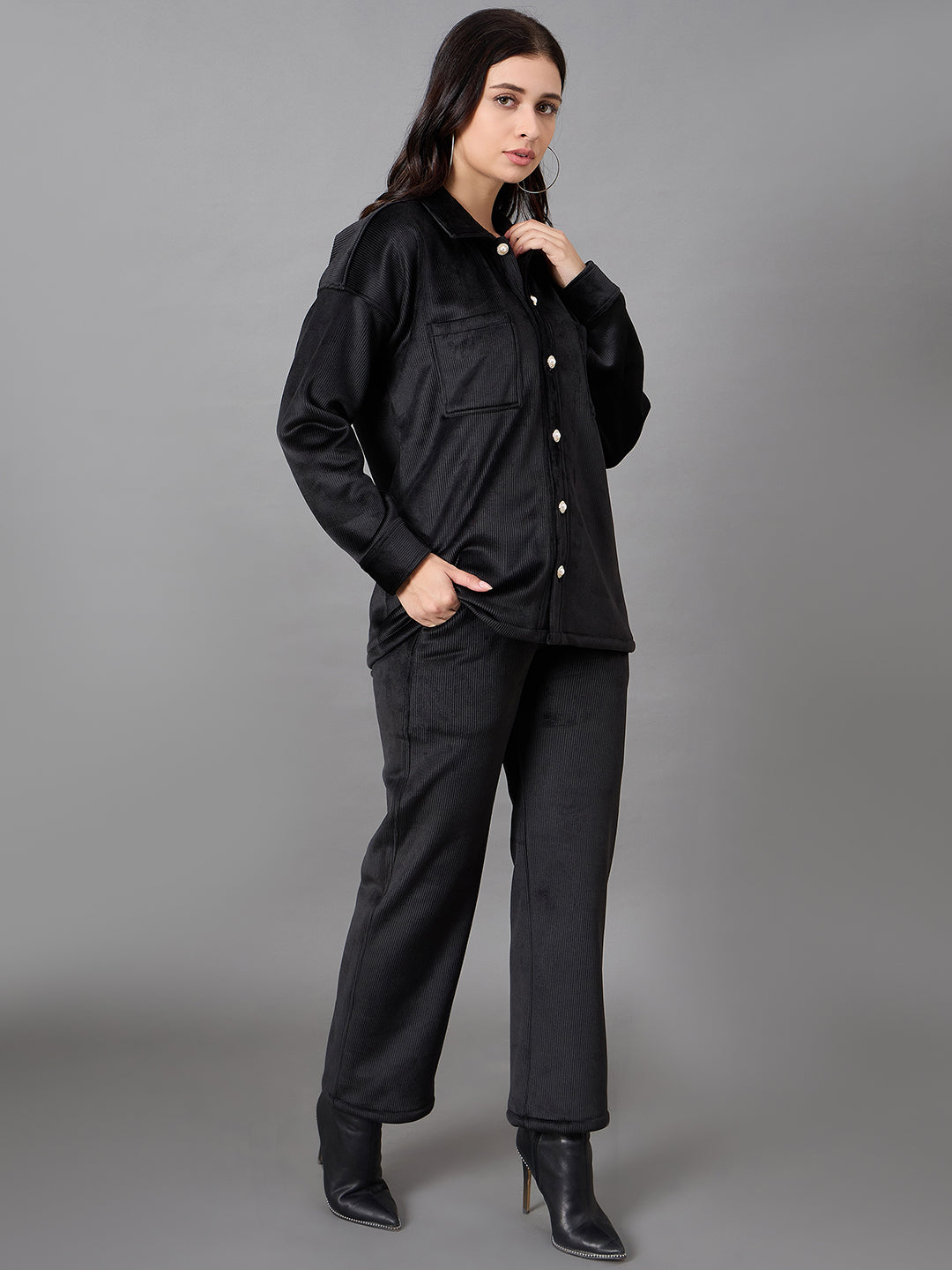 Black Collared Neck Co-Ord Set
