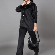 Black Collared Neck Co-Ord Set