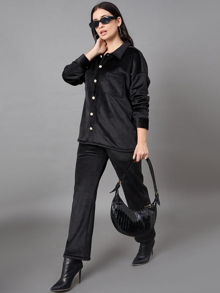 Black Collared Neck Co-Ord Set