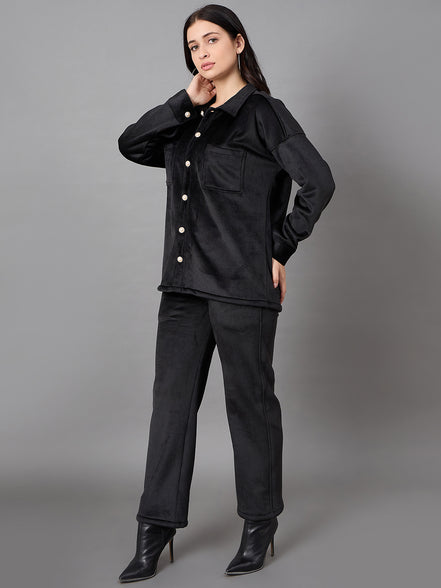 Black Collared Neck Co-Ord Set