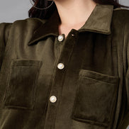 Olive Collared Neck Co-Ord Set